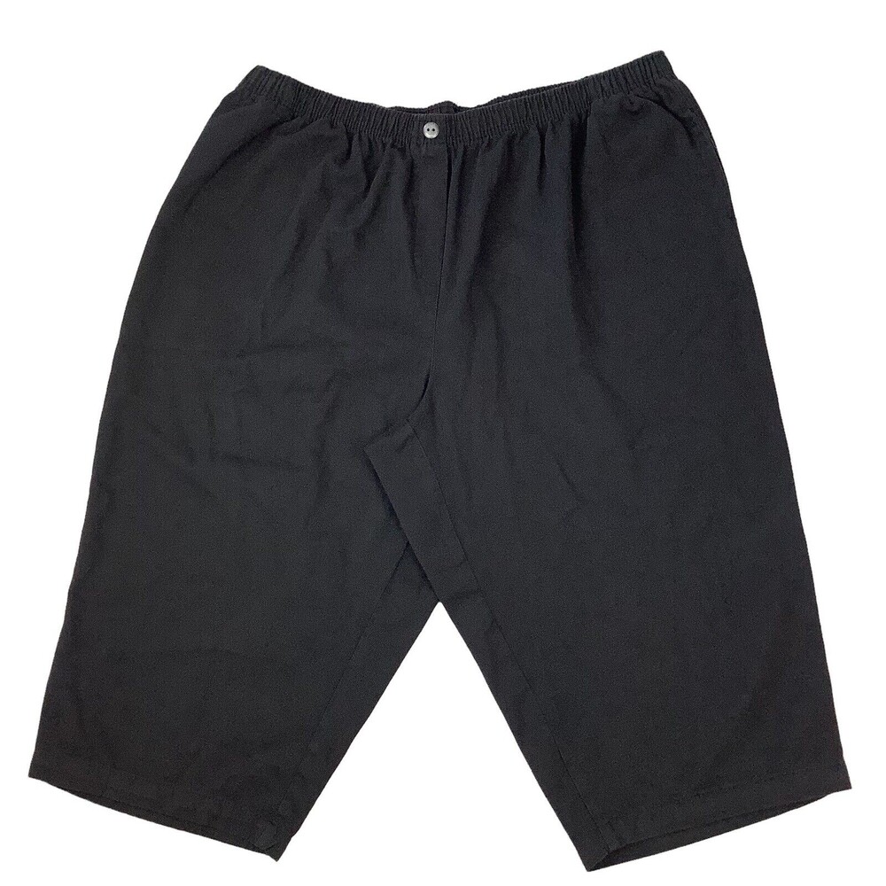 Woman Within size 26W Petite Women’s Black Denim Elastic Waist Bermuda Shorts